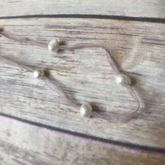 Genuine Pearl Ribbon Necklace - Picture 2 of 3